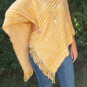 SUNSHINE DAY Yellow Soft Sweater Poncho